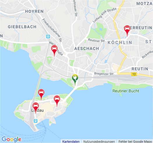 Google-Stadtbild mit 6 tatsächlichen Standorten